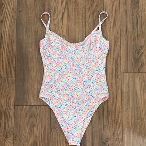 Kulani Kinis Floral Microprint One-Piece Swimsuit - Pastel Multicolor